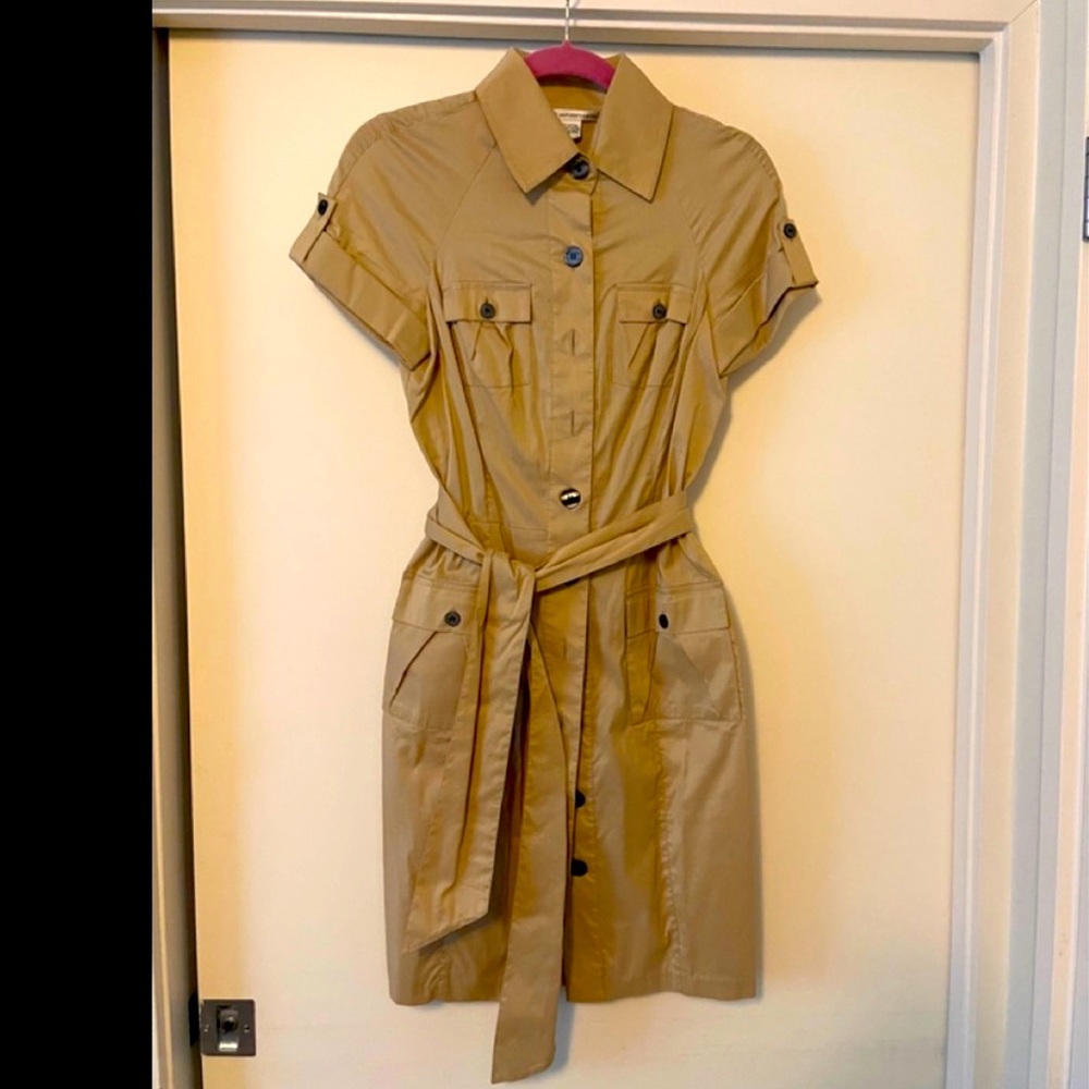 Diane Von Furstenberg Tan Belted Shirt Dress